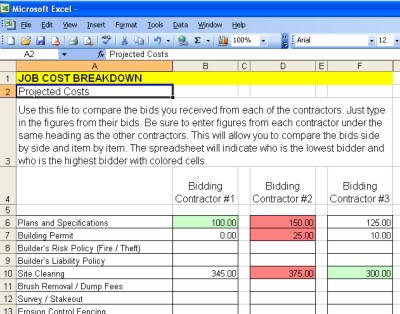 Ebook Cost Comparison on Askthebuilder Com Bid Comparison Spreadsheet